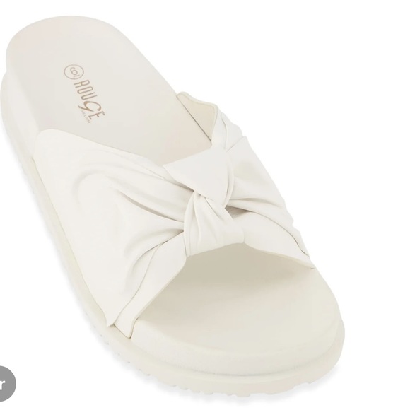 New White Knotted Glam Slides - Picture 6 of 6
